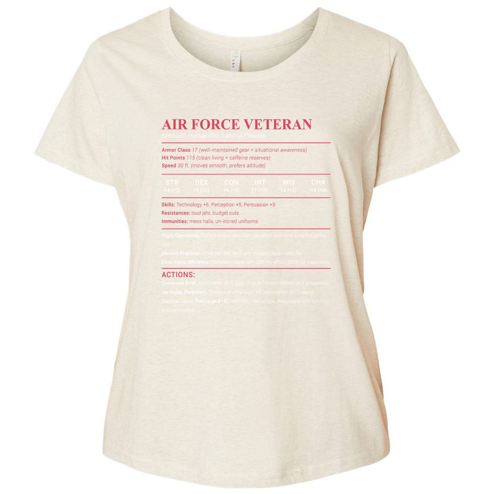 Air Force Veteran Ladies Curvy Jersey - Natural Heather - 8
