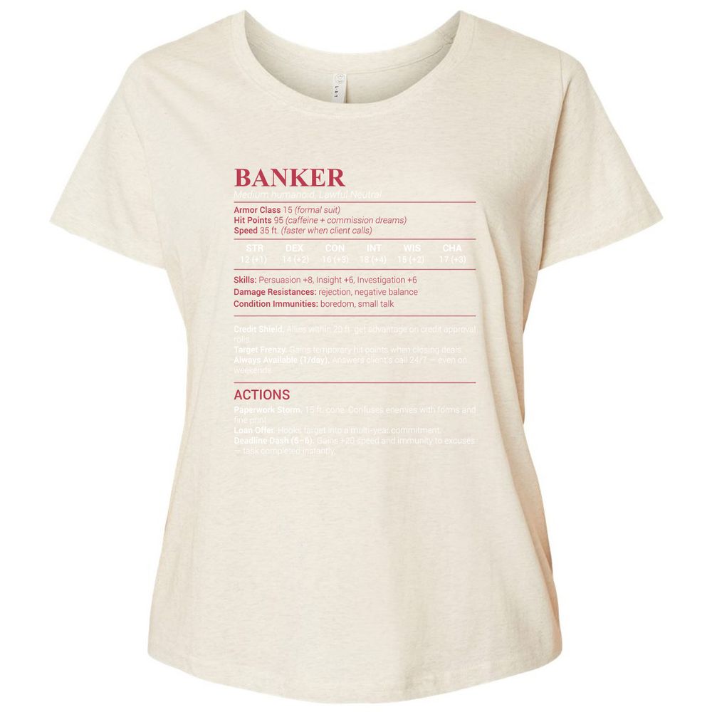 Banker Stats Ladies Curvy Jersey - Natural Heather - 8