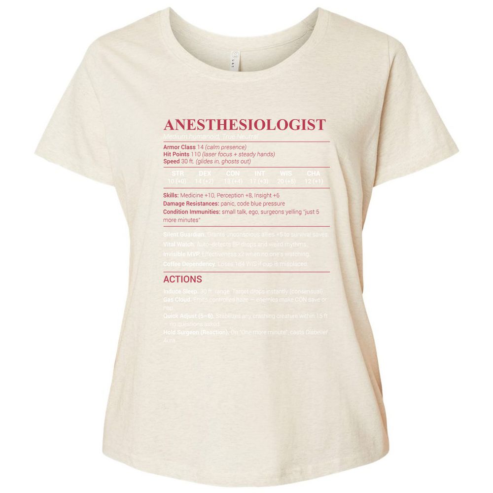 Anesthesiologist Stats Ladies Curvy Jersey - Natural Heather - 8