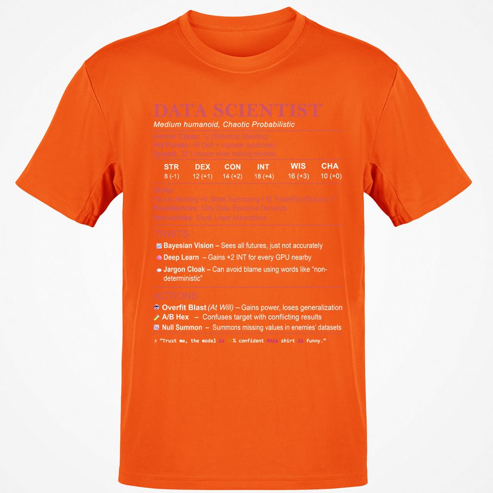 Data Scientist Stats Classic Unisex T-Shirt - Orange - 8