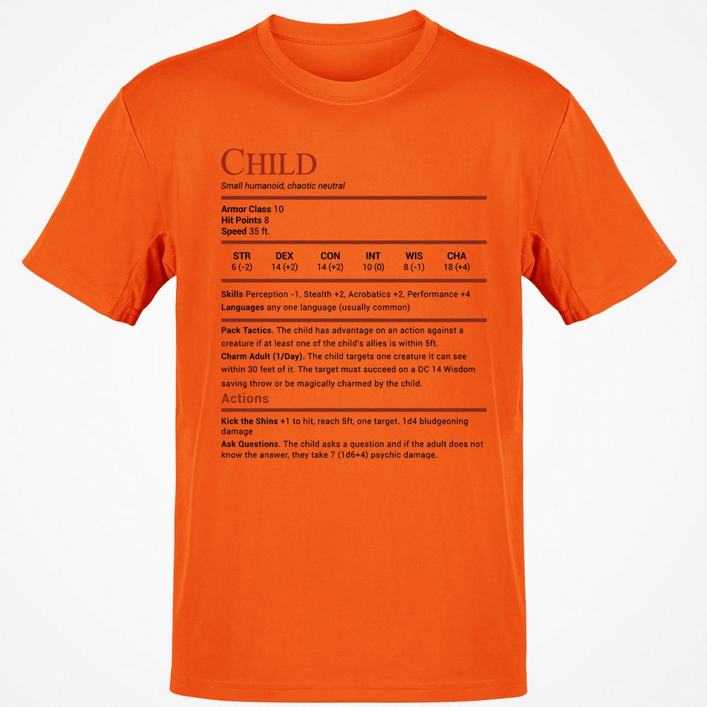 Child Stats Classic Unisex T-Shirt - Orange - 8