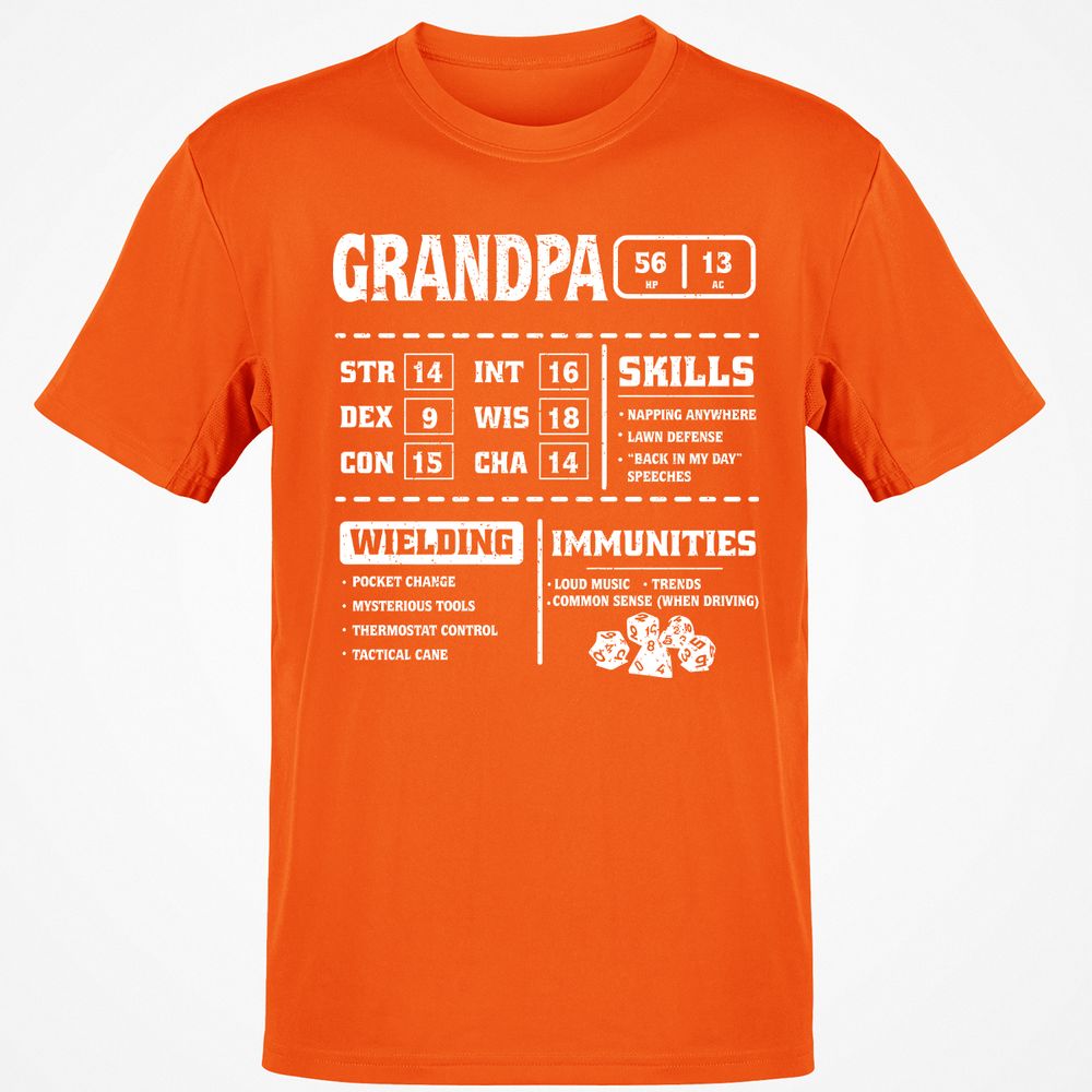 Grandpa Stats 2 Classic Unisex T-Shirt - Orange - 8