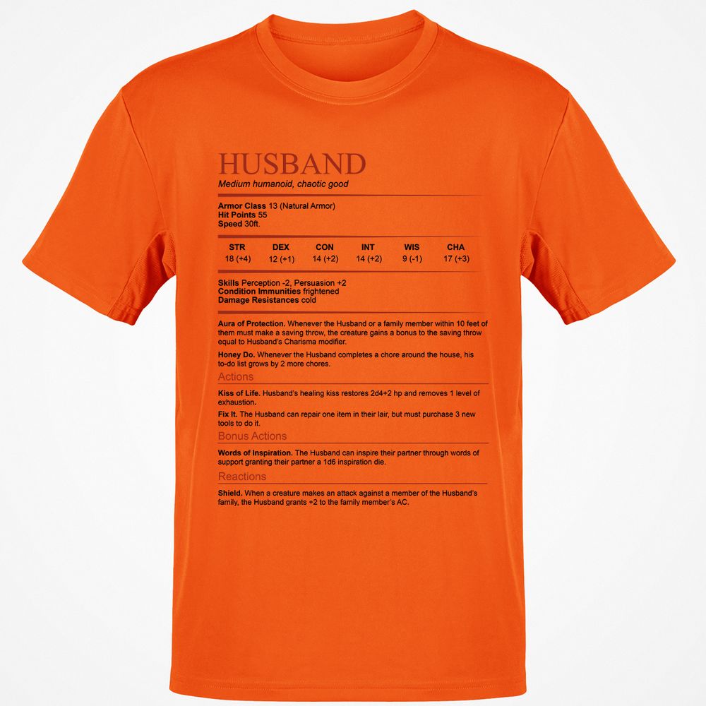Husband White Classic Unisex T-Shirt - Orange - 8