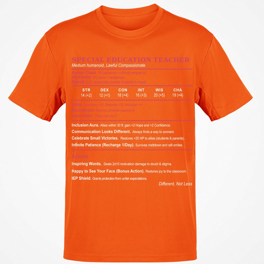 Special Education Teacher Classic Unisex T-Shirt - Orange - 8