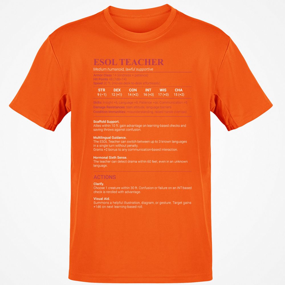ESOL Teacher Classic Unisex T-Shirt - Orange - 8