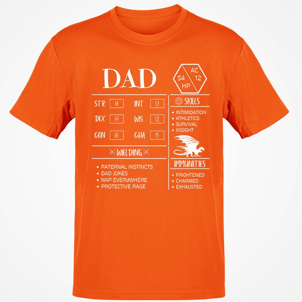 Dad Stats 2 Classic Unisex T-Shirt - Orange - 8