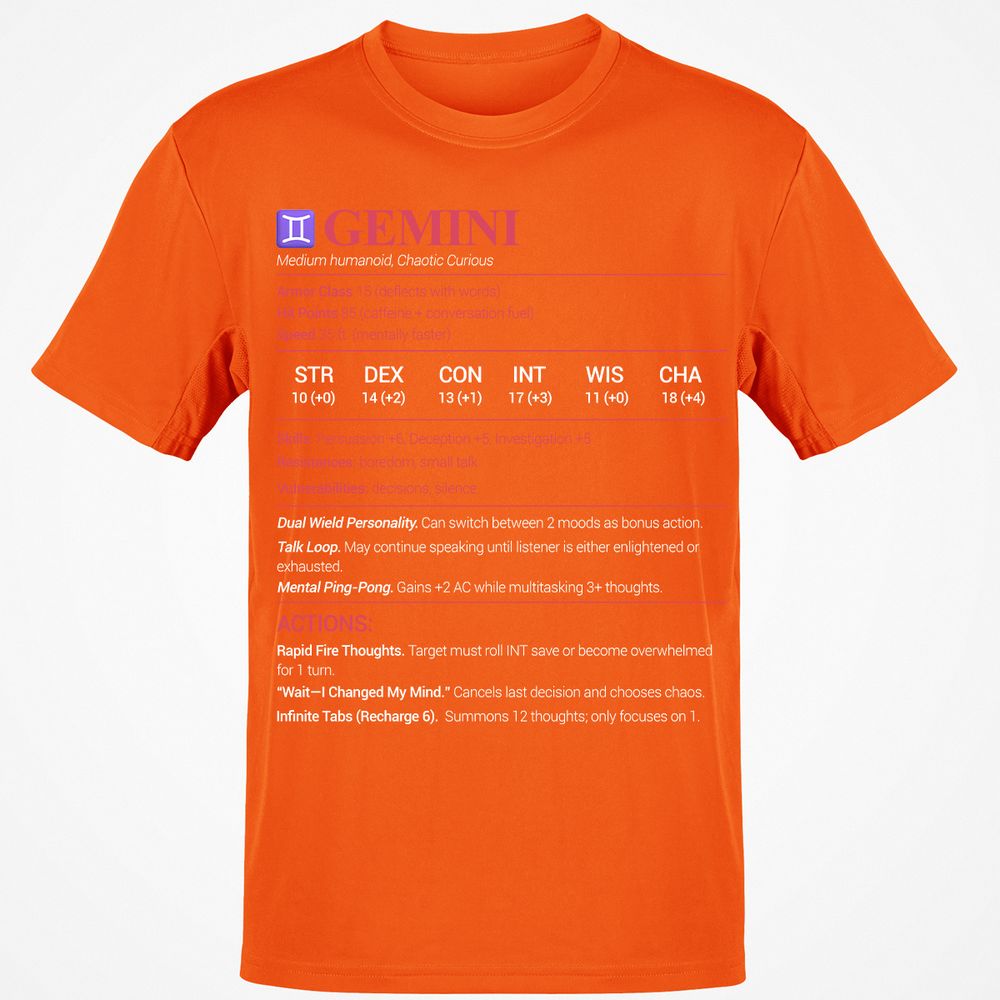 Gemini Stats Classic Unisex T-Shirt - Orange - 8