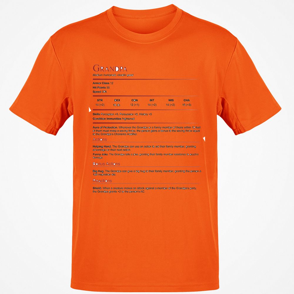 Grandpa Stat Block Classic Unisex T-Shirt - Orange - 8