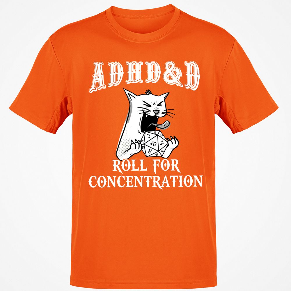 Cat ADHD&D Roll For Concentration Classic Unisex T-Shirt - Orange - 8