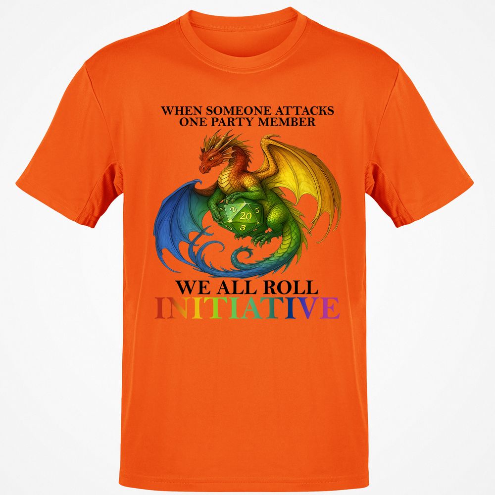 Dragon We All Roll For Initiative Classic Unisex T-Shirt - Orange - 8