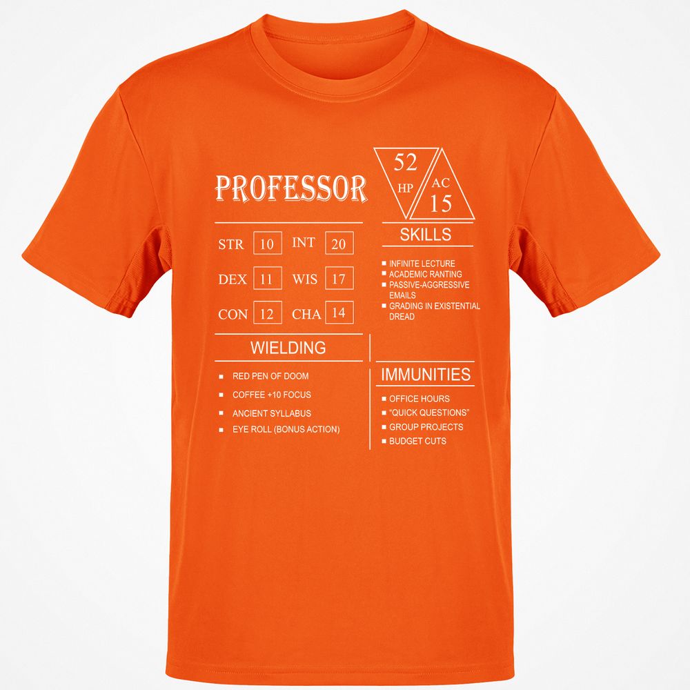 Professor New Classic Unisex T-Shirt - Orange - 8