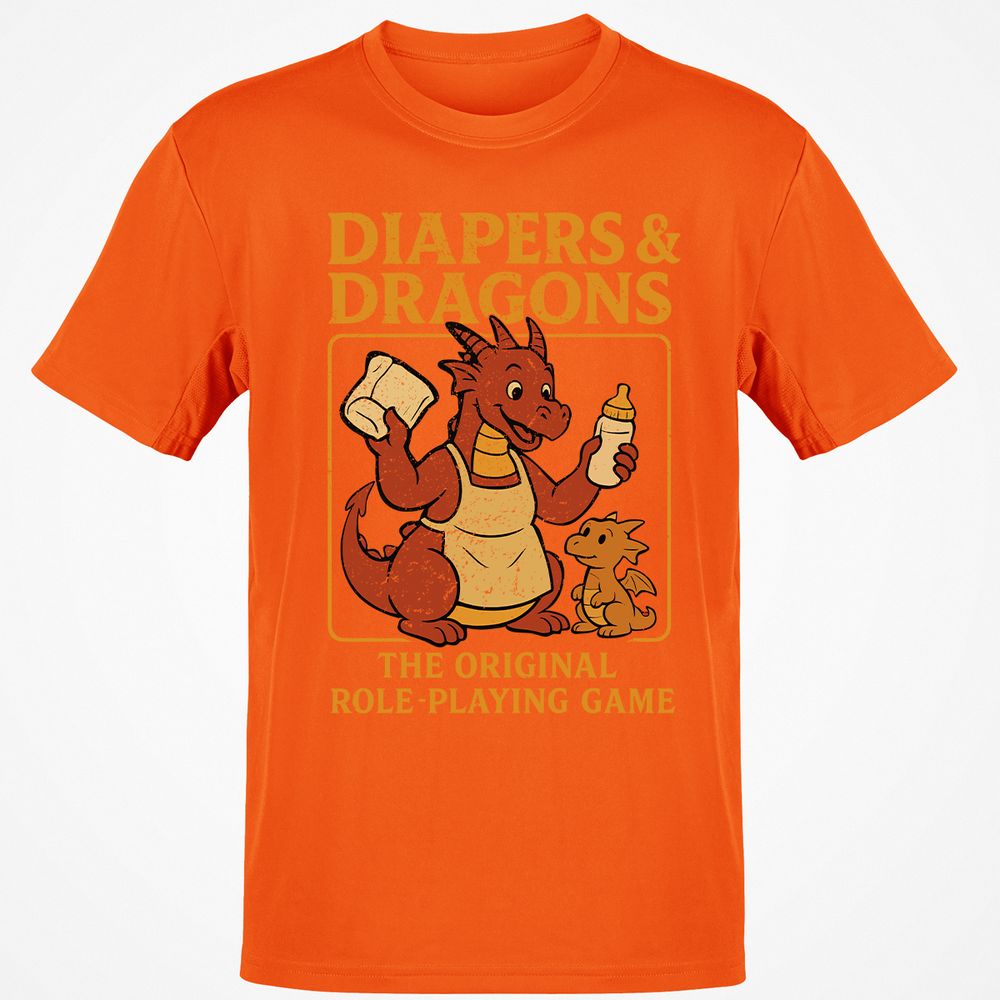 Diapers & Dragons Classic Unisex T-Shirt - Orange - 8