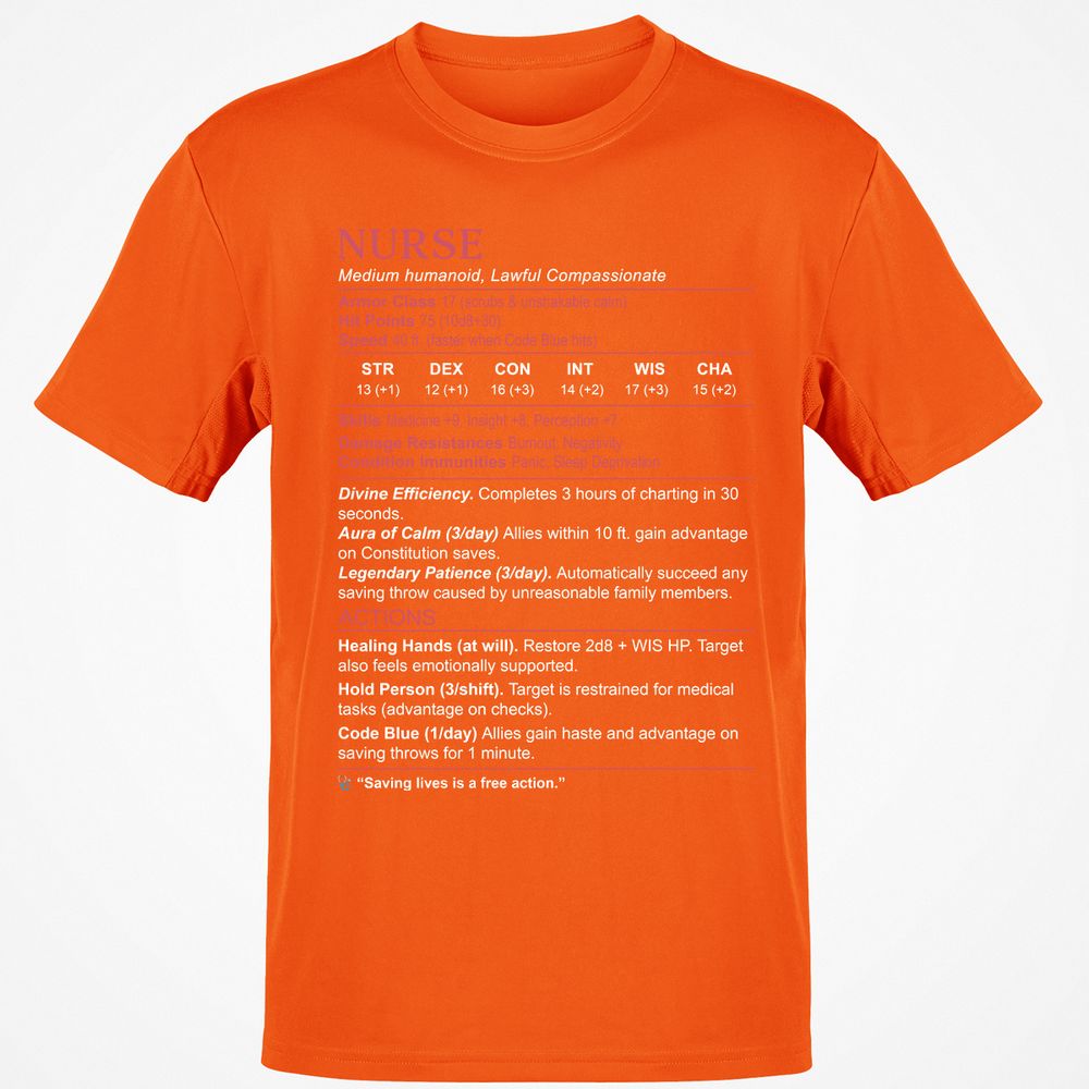 Nurse Stats 3 Classic Unisex T-Shirt - Orange - 8