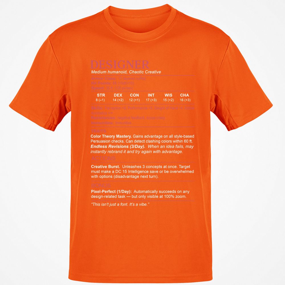 Designer Stats Classic Unisex T-Shirt - Orange - 8