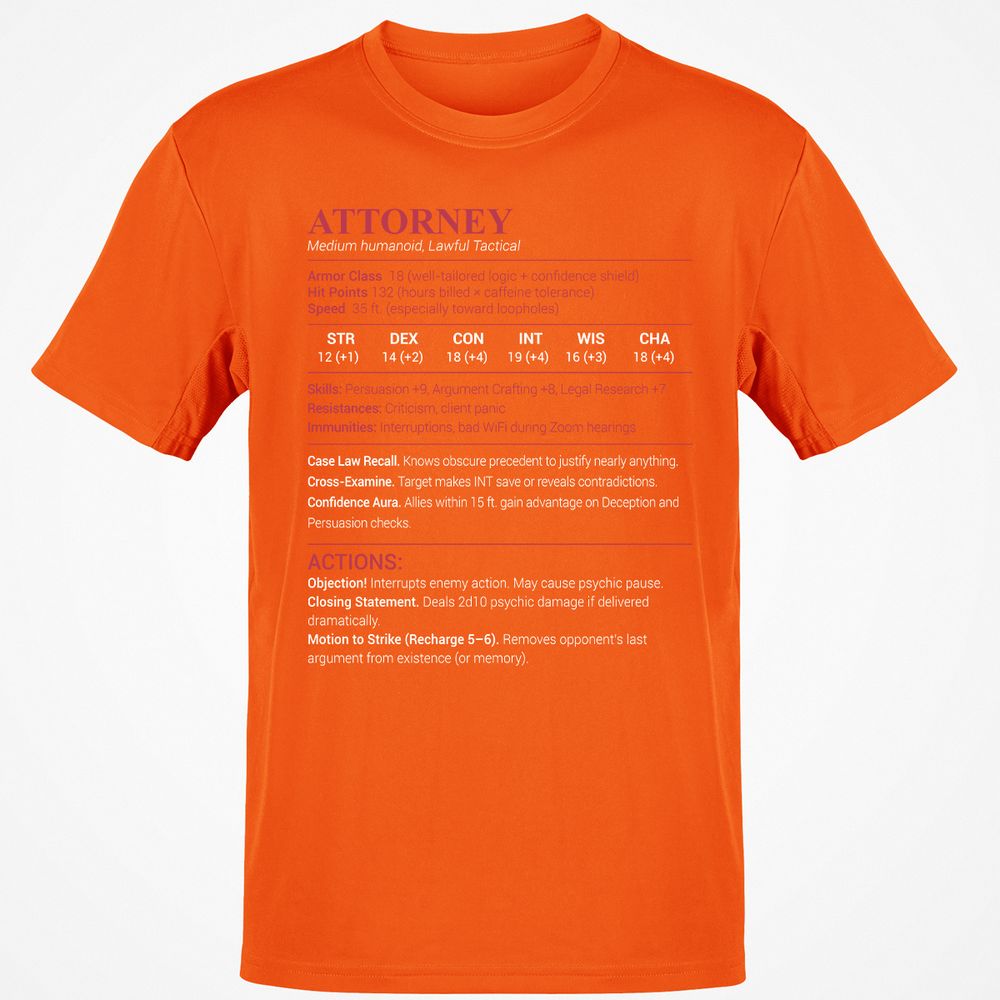 Attorney Stats Classic Unisex T-Shirt - Orange - 8