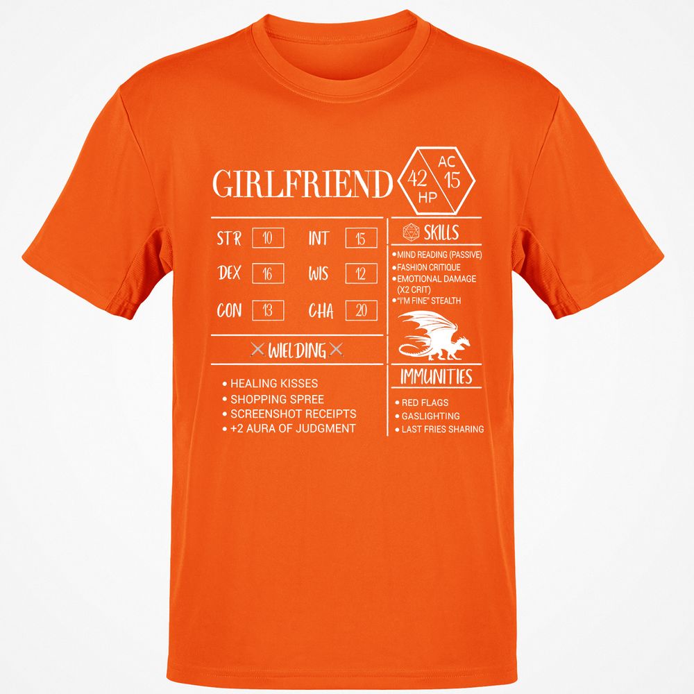 Girlfriend Stats Classic Unisex T-Shirt - Orange - 8