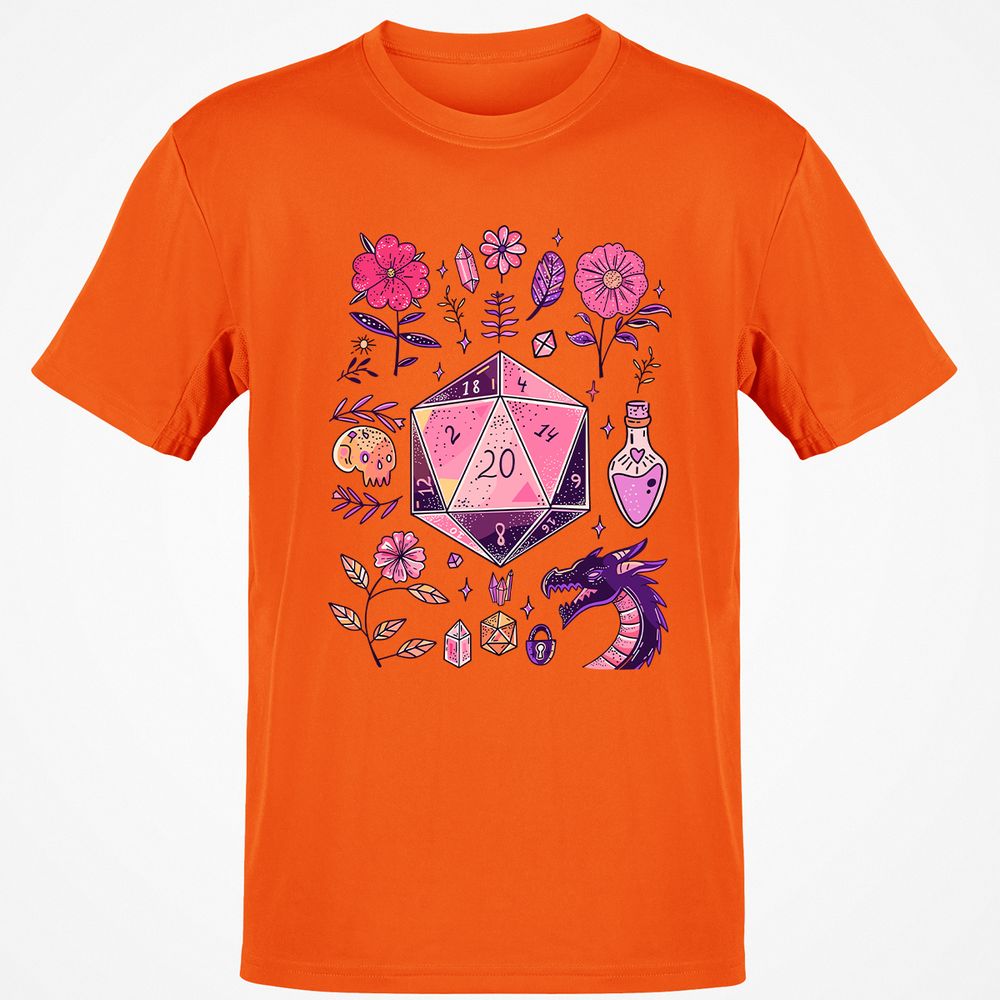 Mystic D20 Floral Dice Art - Orange - 8