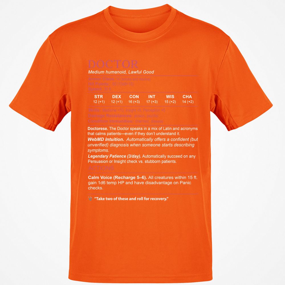 Doctor Stats Classic Unisex T-Shirt - Orange - 8