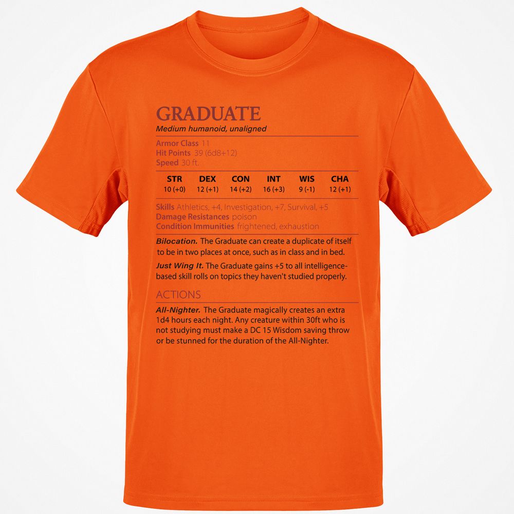 Graduate Stats Classic Unisex T-Shirt - Orange - 8