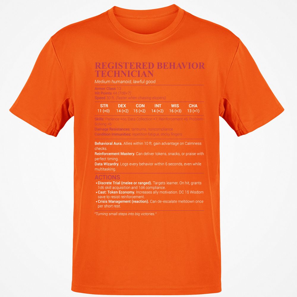 Registered Behavior Technician RBT Classic Unisex T-Shirt - Orange - 8