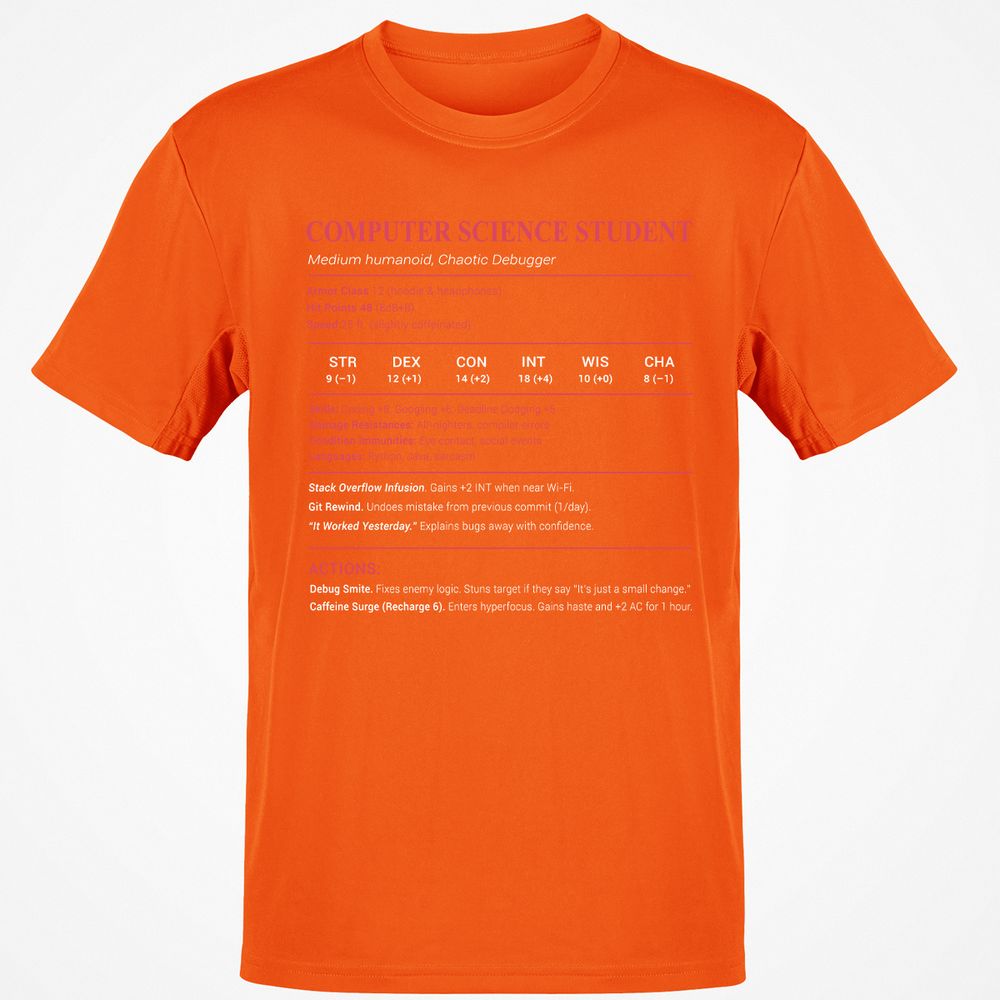 Computer Science Student Classic Unisex T-Shirt - Orange - 8
