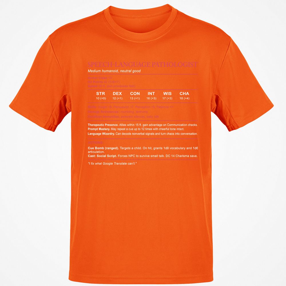 Speech Language Pathologist Stats Classic Unisex T-Shirt - Orange - 8