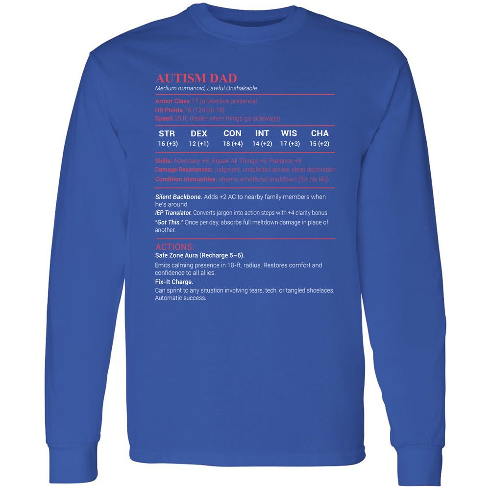 Autism Dad Long Sleeve T-Shirt - Royal - 8