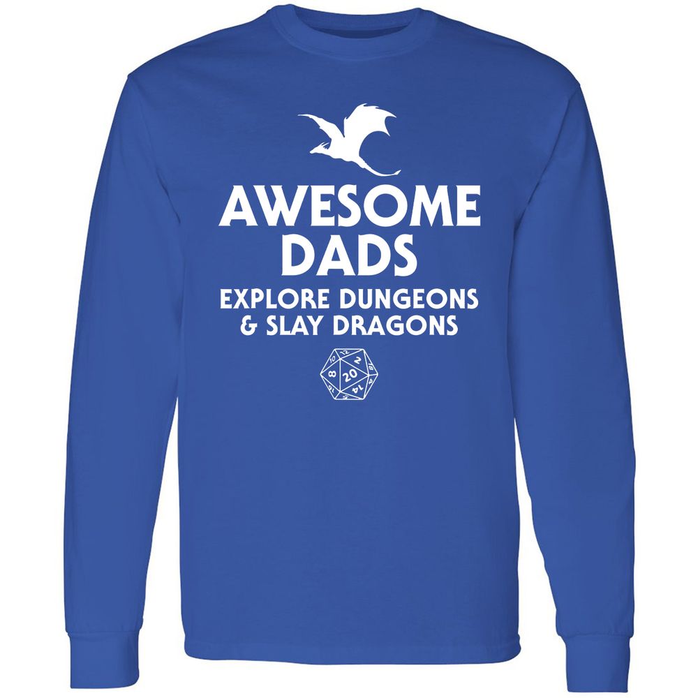 Awesome Dads Slay Dragons Long Sleeve T-Shirt - Royal - 8