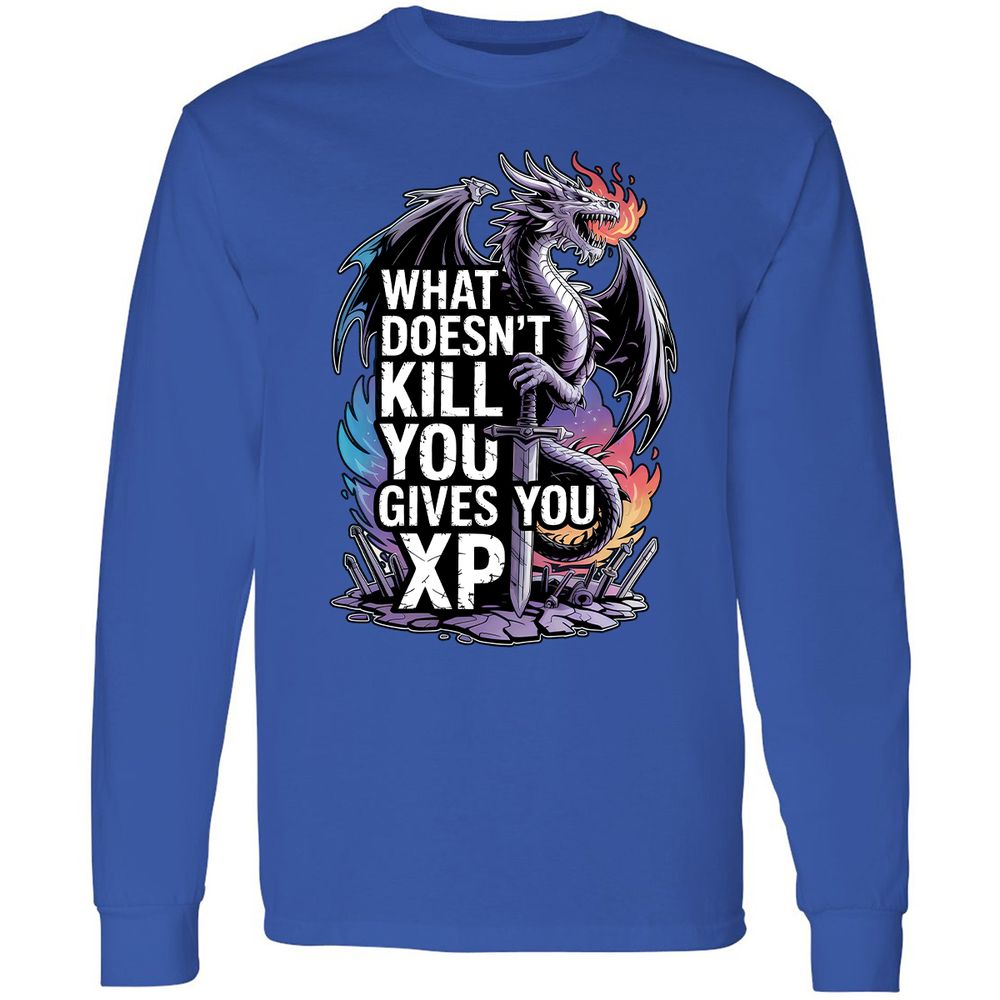 What Doesn't Kill You Dragon Long Sleeve T-Shirt - Royal - 8