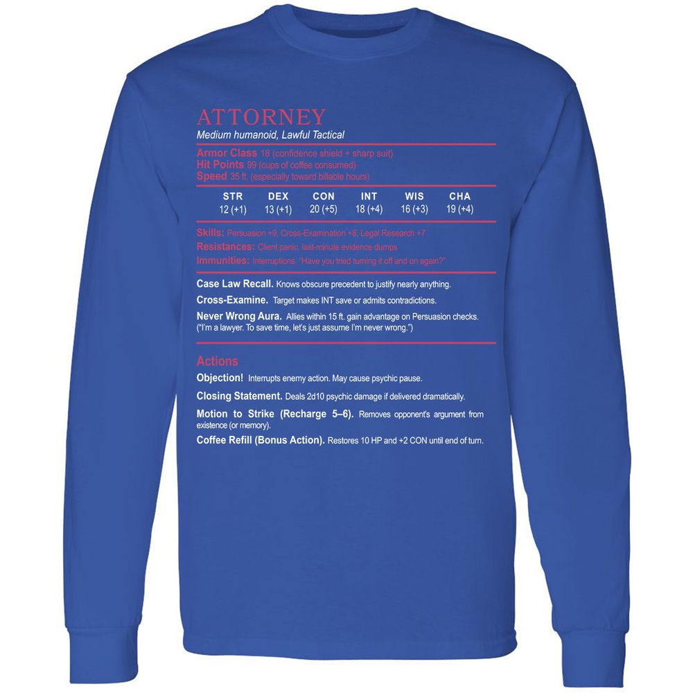 Attorney Long Sleeve T-Shirt - Royal - 8