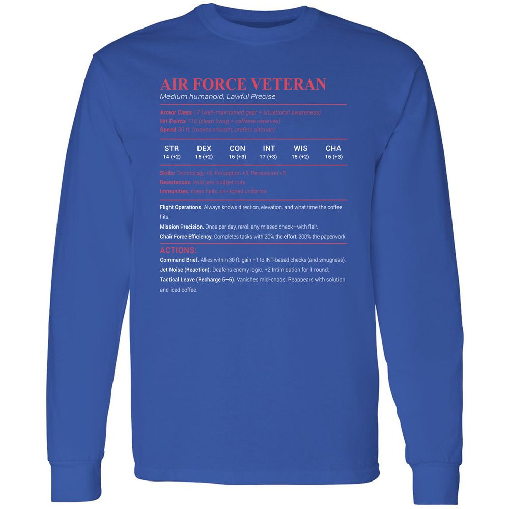 Air Force Veteran Long Sleeve T-Shirt - Royal - 8