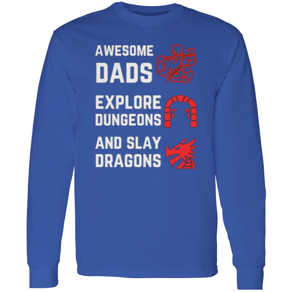 Awesome Dad Fathers Day Long Sleeve T-Shirt - Royal - 8