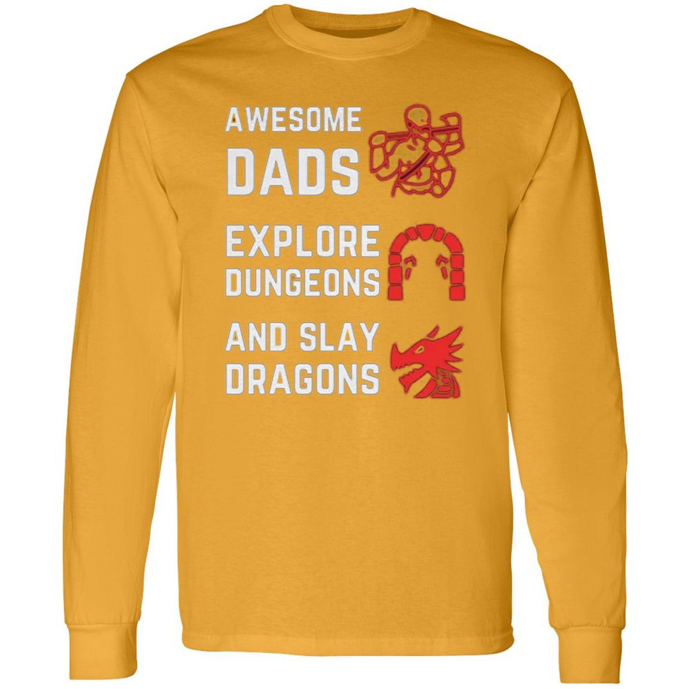 Awesome Dad Fathers Day Long Sleeve T-Shirt - Gold - 9