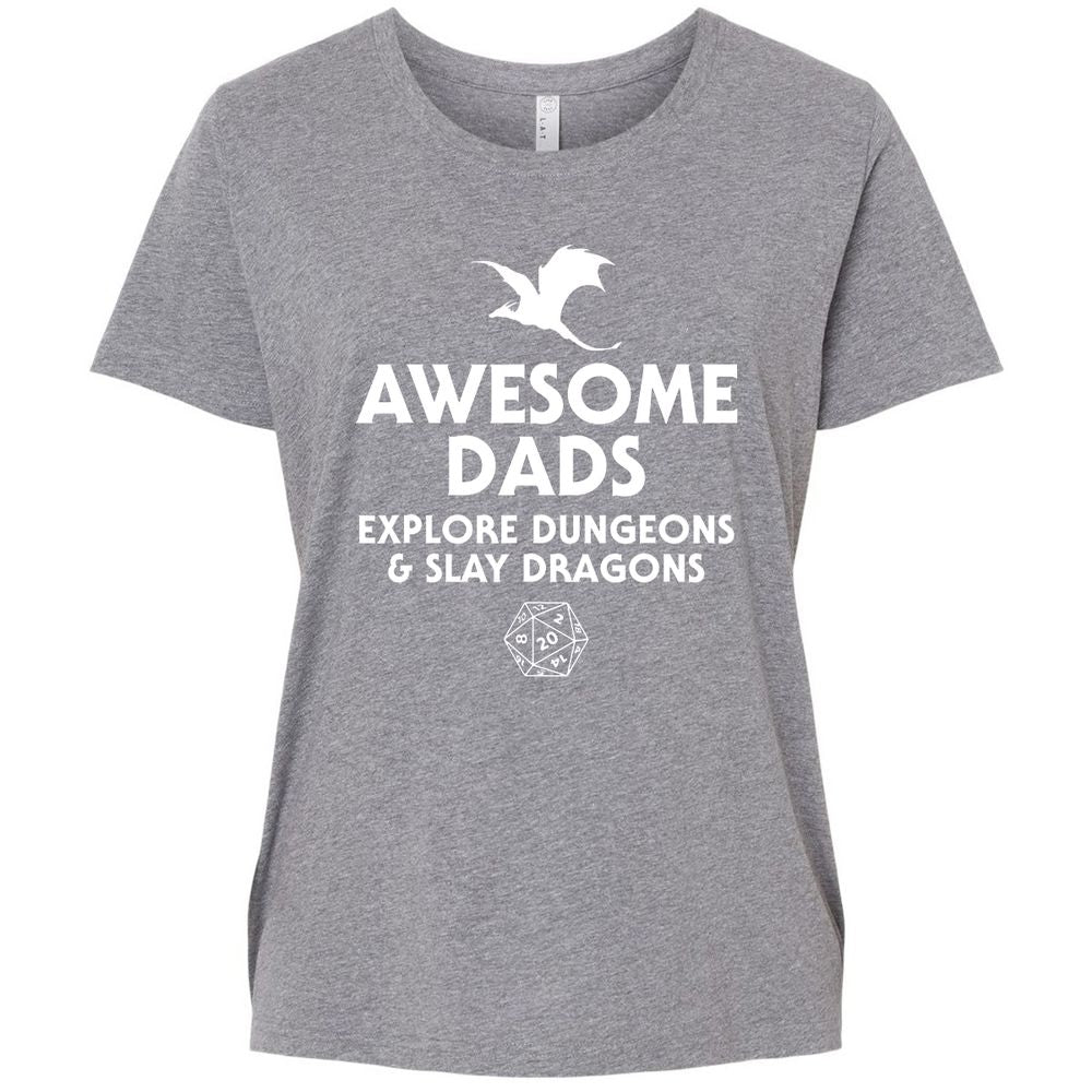 Awesome Dads Slay Dragons Ladies Curvy Jersey - Granite Heather - 9
