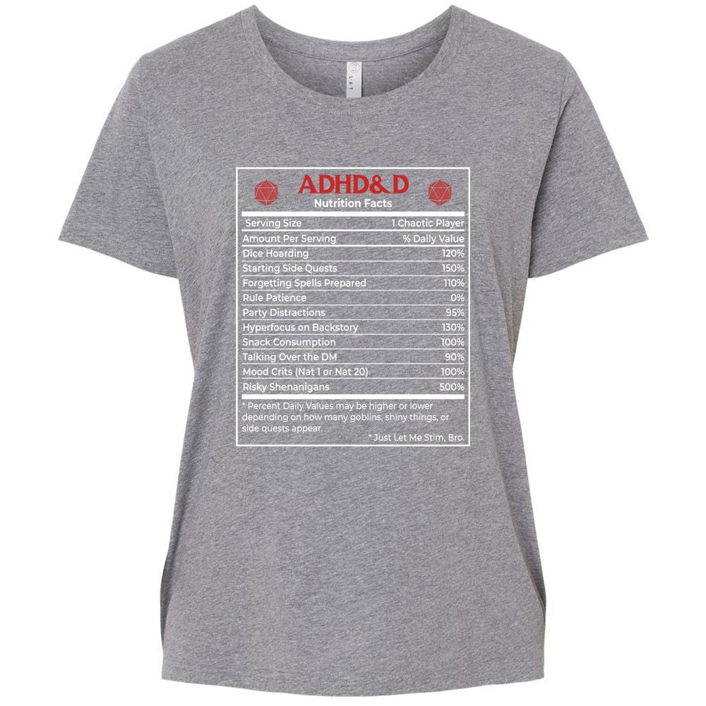 ADHD&D Nutrition Facts Ladies Curvy Jersey - Granite Heather - 9