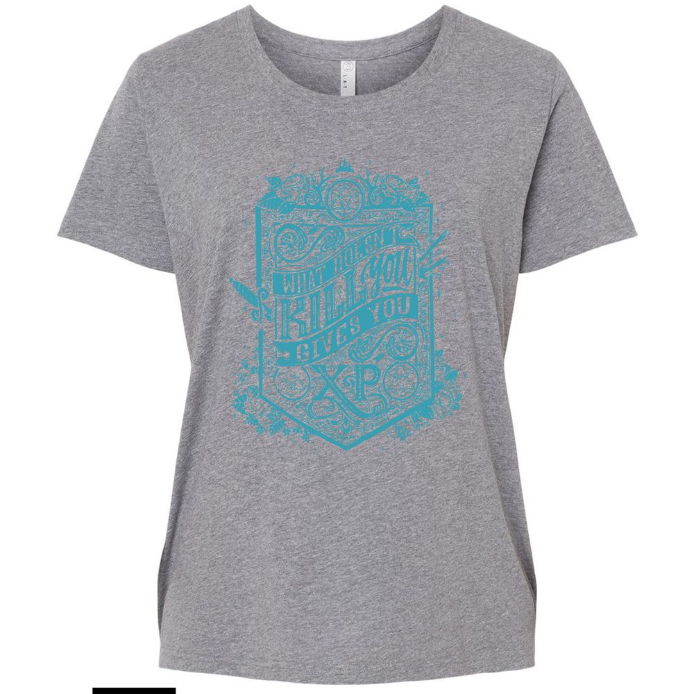 What Doesn't Kill You Gives You XP Ladies Curvy Jersey - Granite Heather - 9