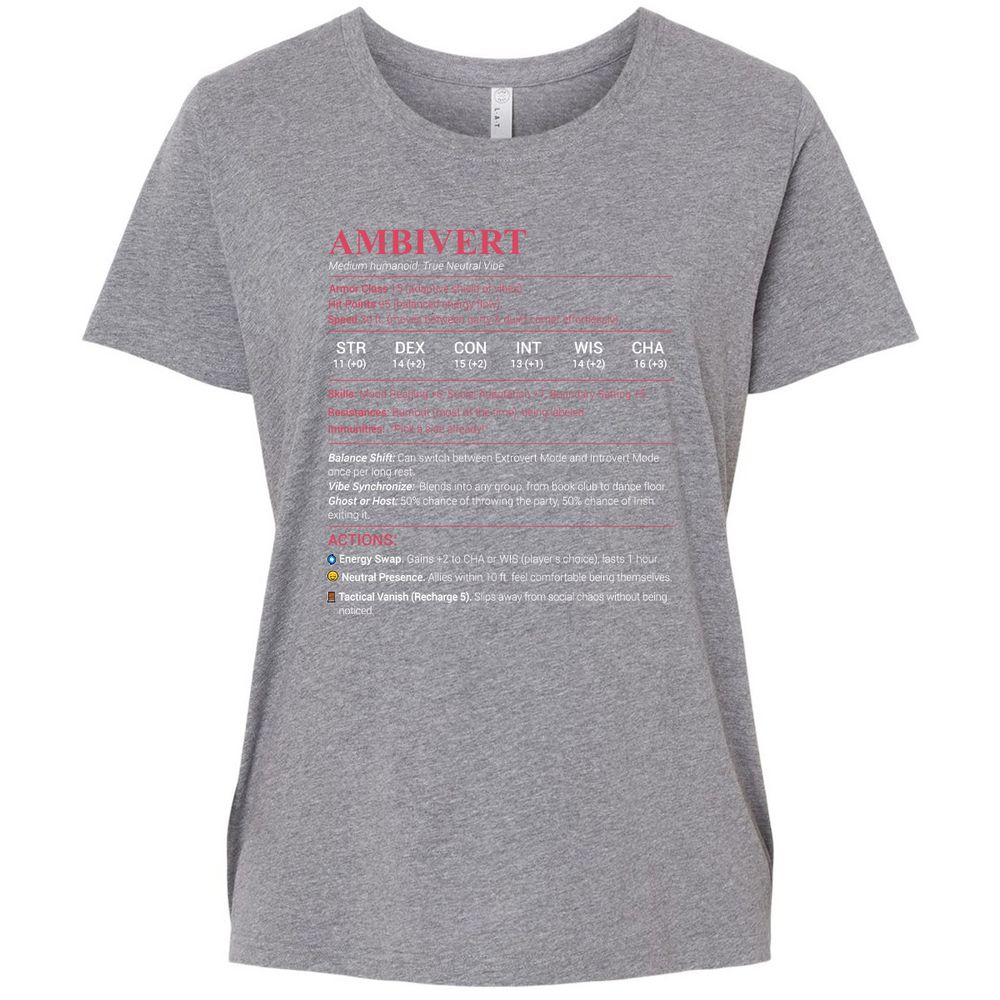 Ambivert Stats Ladies Curvy Jersey - Granite Heather - 9