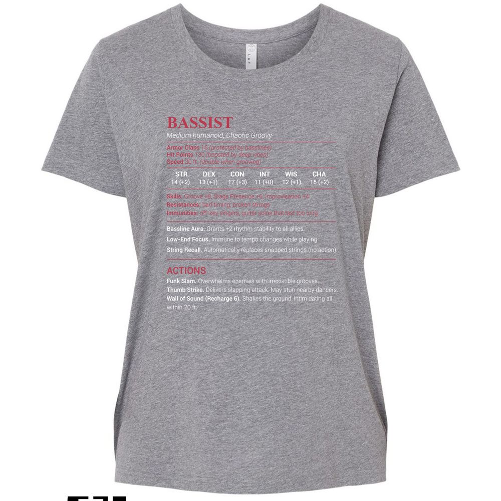 Bassist Stats Ladies Curvy Jersey - Granite Heather - 9