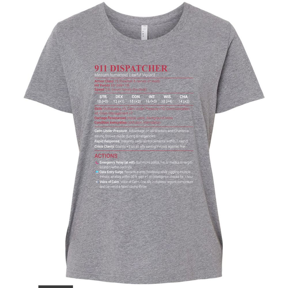911 Dispatcher Ladies Curvy Jersey - Granite Heather - 9