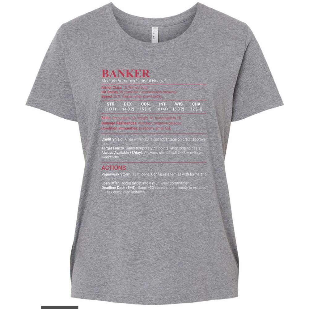 Banker Stats Ladies Curvy Jersey - Granite Heather - 9