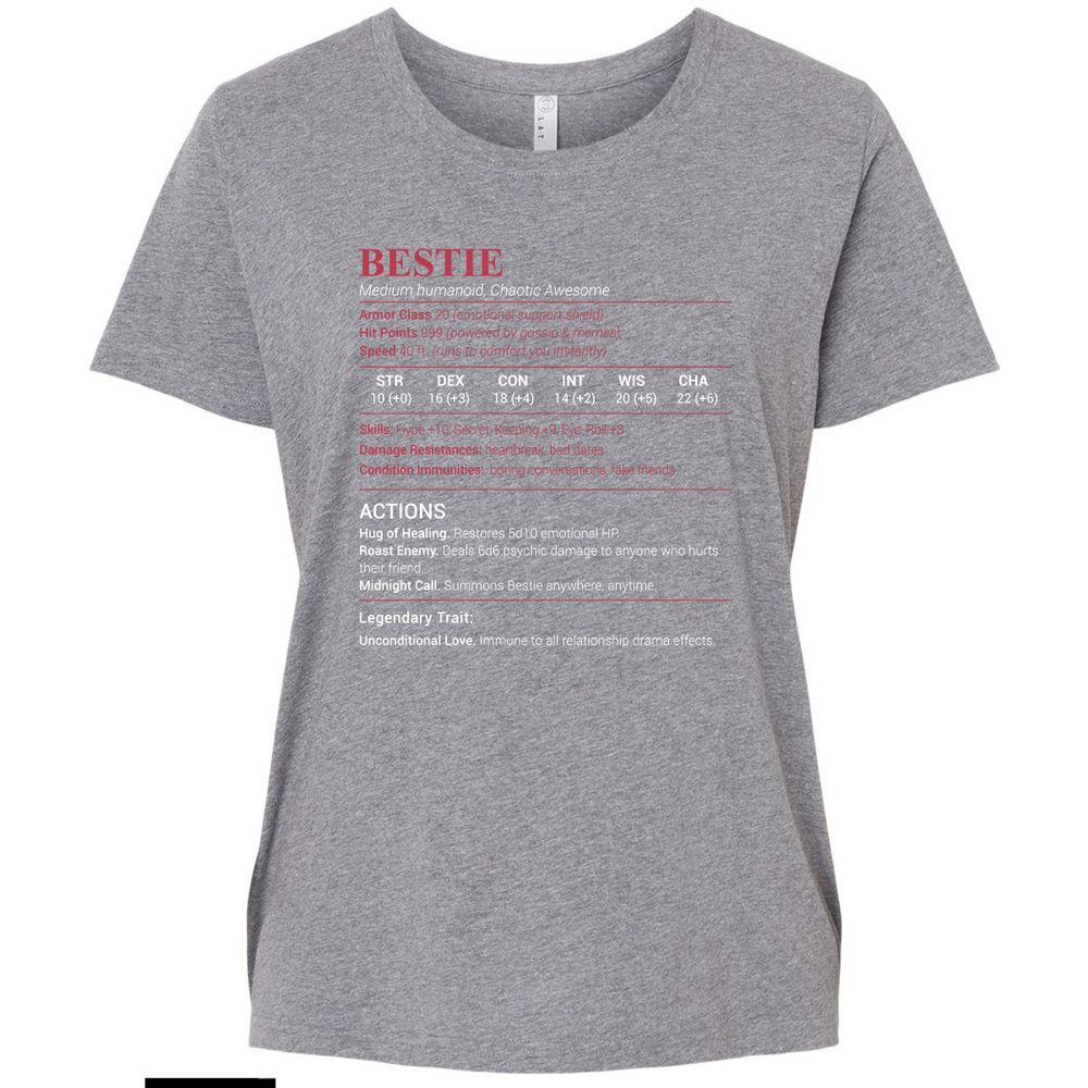 Bestie Stats Ladies Curvy Jersey - Granite Heather - 9