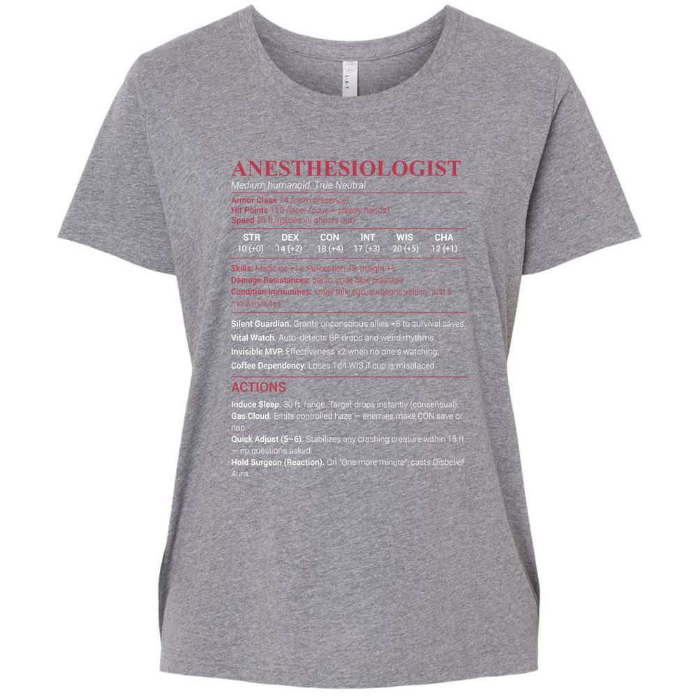 Anesthesiologist Stats Ladies Curvy Jersey - Granite Heather - 9