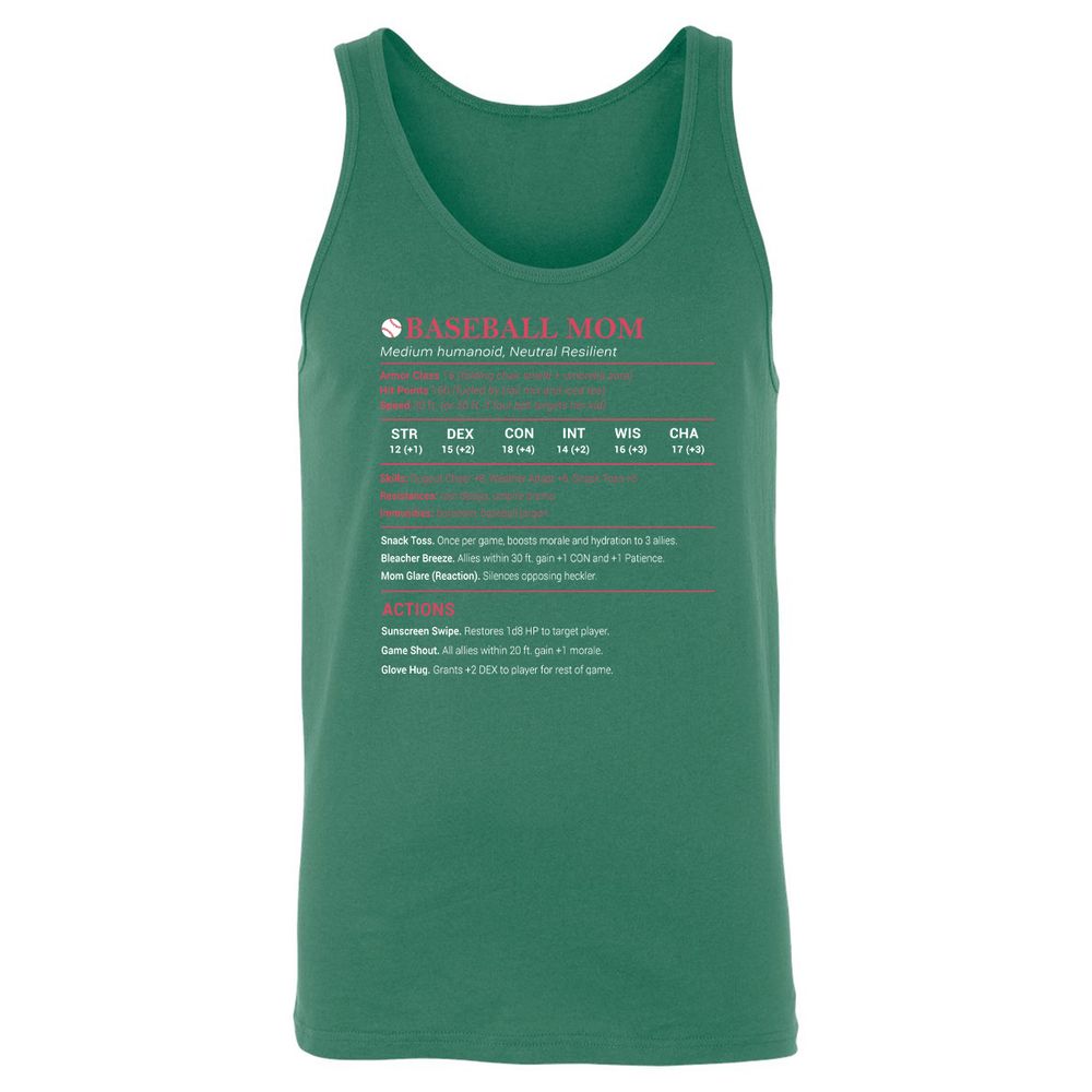 Baseball Mom Unisex Jersey Tank - Kelly - 9