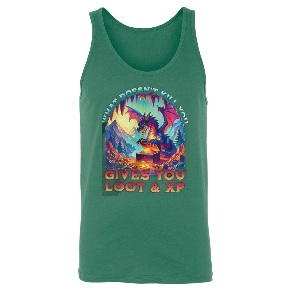 What Doesn't Kill You Give You Loot & XP Unisex Jersey Tank - Kelly - 9
