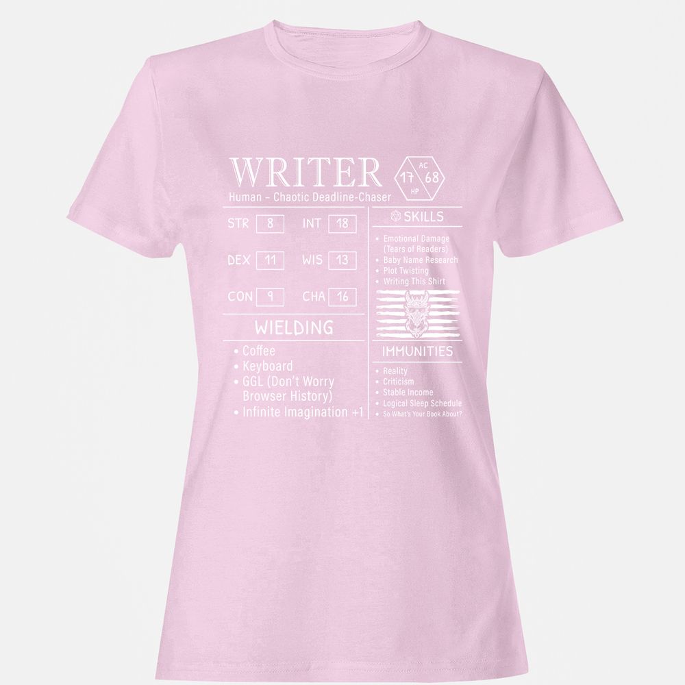 Writer Stats New Women's T-Shirt - Light Pink - 9