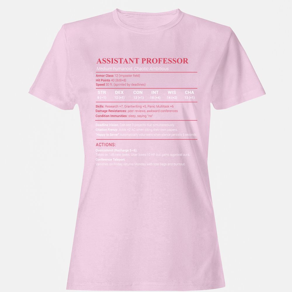 Assistant Professor Stats Women's T-Shirt - Light Pink - 9