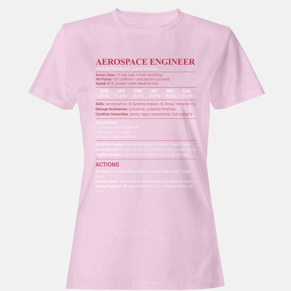 Aerospace Engineer Women's T-Shirt - Light Pink - 9