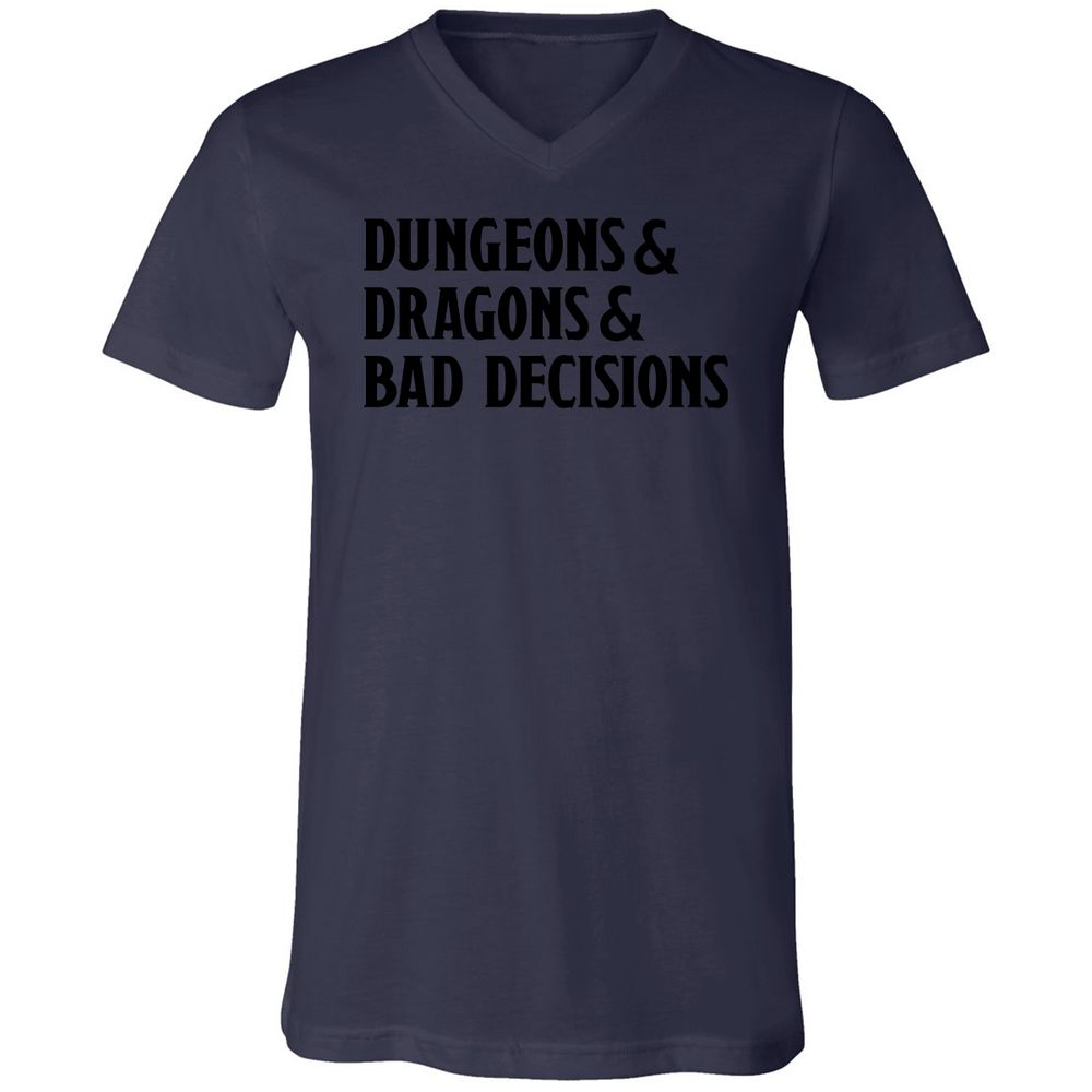 Bad Decisions Unisex V-Neck T-Shirt - Navy - 9