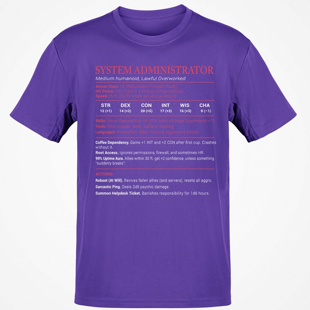 System Administrator Stats Classic Unisex T-Shirt - Purple - 9