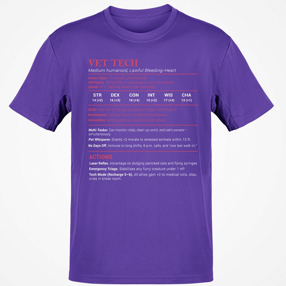 Vet Tech Stats Classic Unisex T-Shirt - Purple - 9